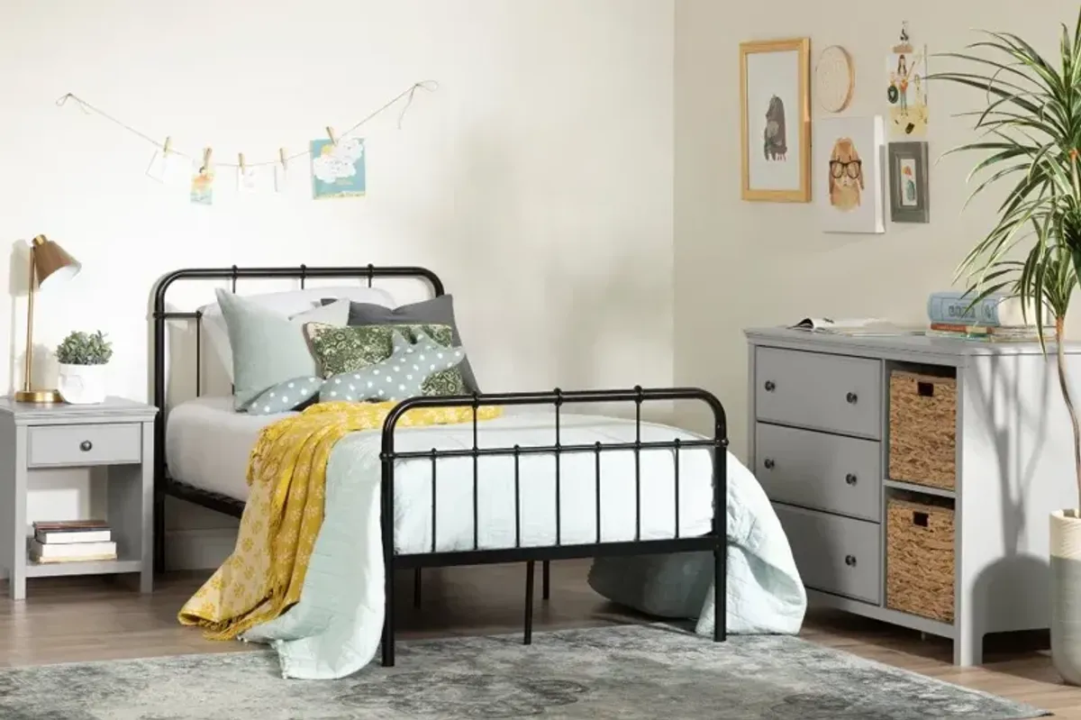 Cotton Candy Gray 3 Drawer Dresser with Baskets - South Shore