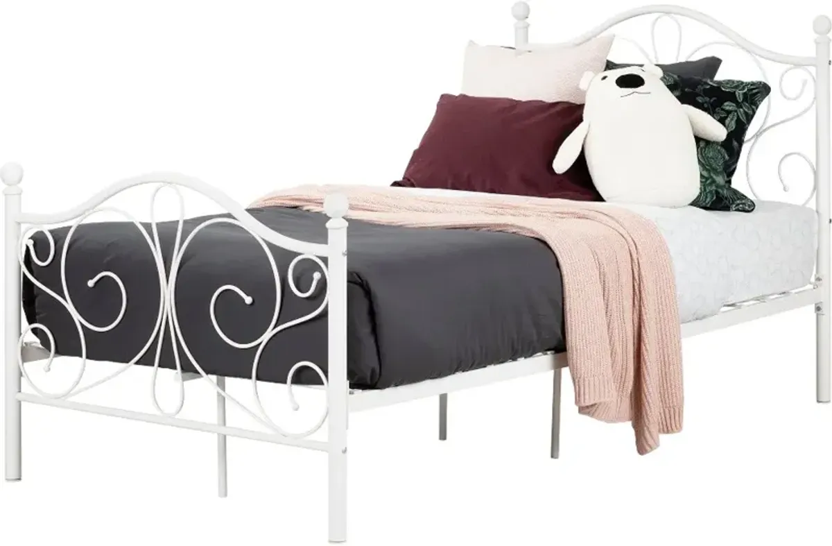 Summer Breeze Traditional White Twin Metal Bed - South Shore