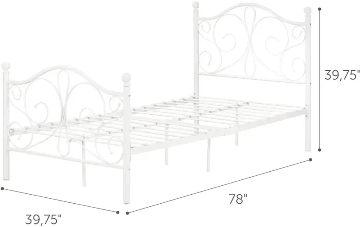 Summer Breeze Traditional White Twin Metal Bed - South Shore