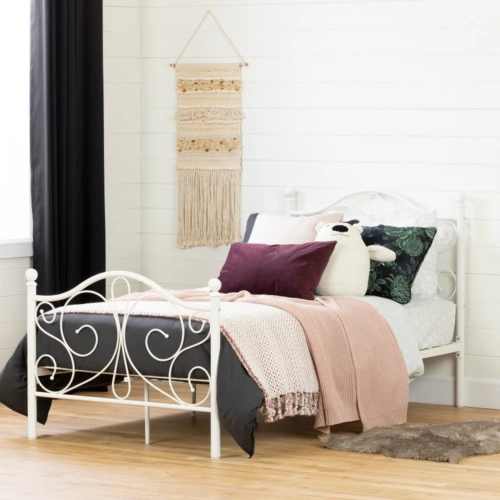 Summer Breeze Traditional White Twin Metal Bed - South Shore