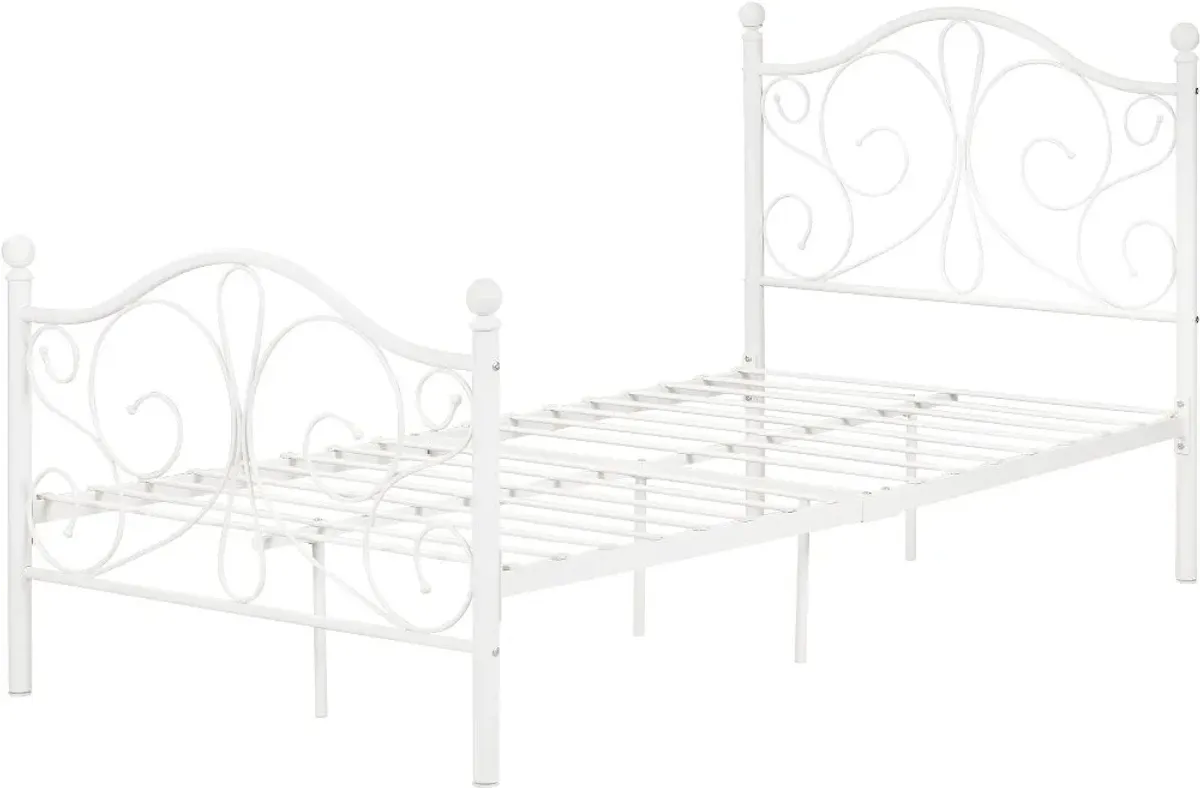 Summer Breeze Traditional White Twin Metal Bed - South Shore