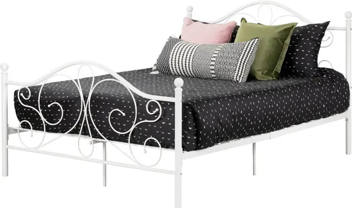 Summer Breeze Traditional White Full Metal Bed - South Shore