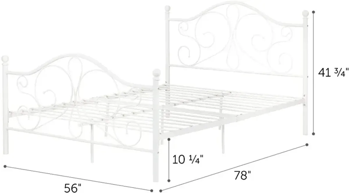 Summer Breeze Traditional White Full Metal Bed - South Shore