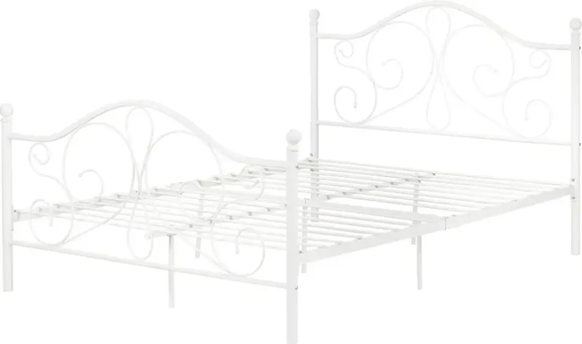 Summer Breeze Traditional White Full Metal Bed - South Shore