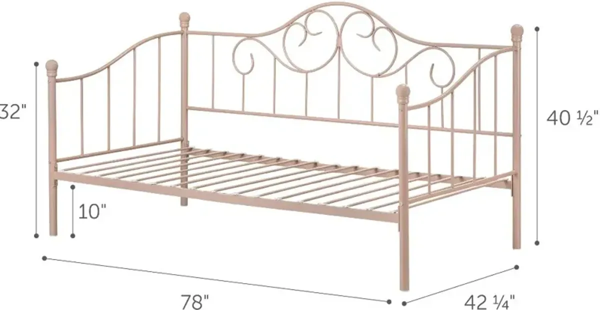 Lily Rose Classic Pink Metal Daybed - South Shore