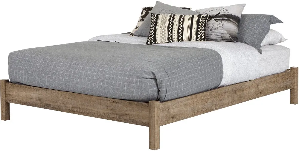 Weathered Oak Full Platform Bed - South Shore