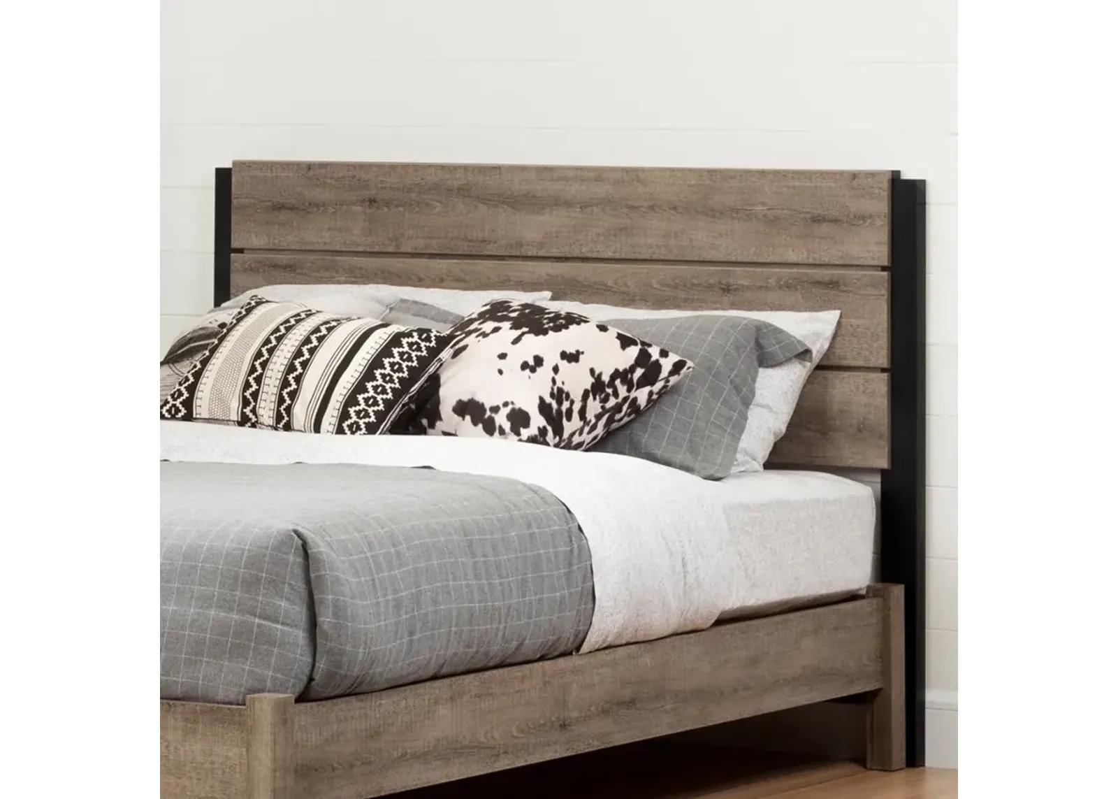 Modern Farmhouse Weathered Oak Full Headboard - South Shore