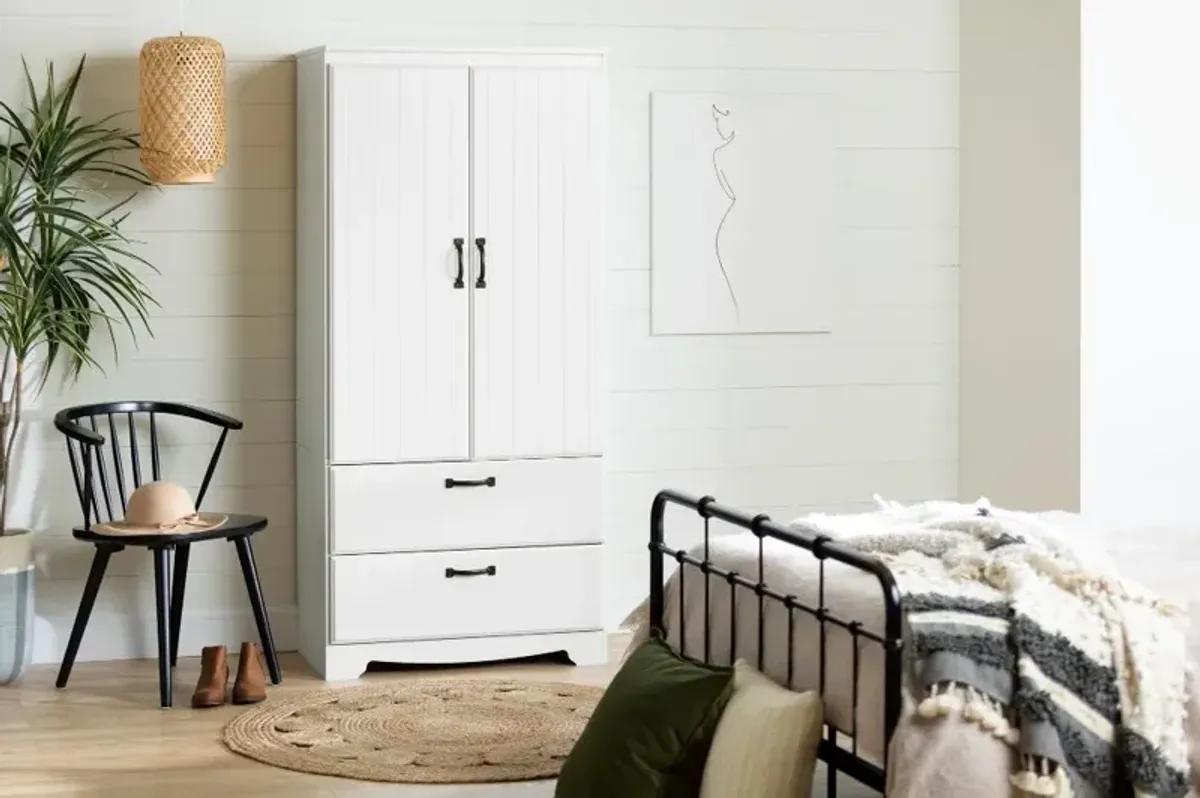 Cottage White Wardrobe Armoire - South Shore