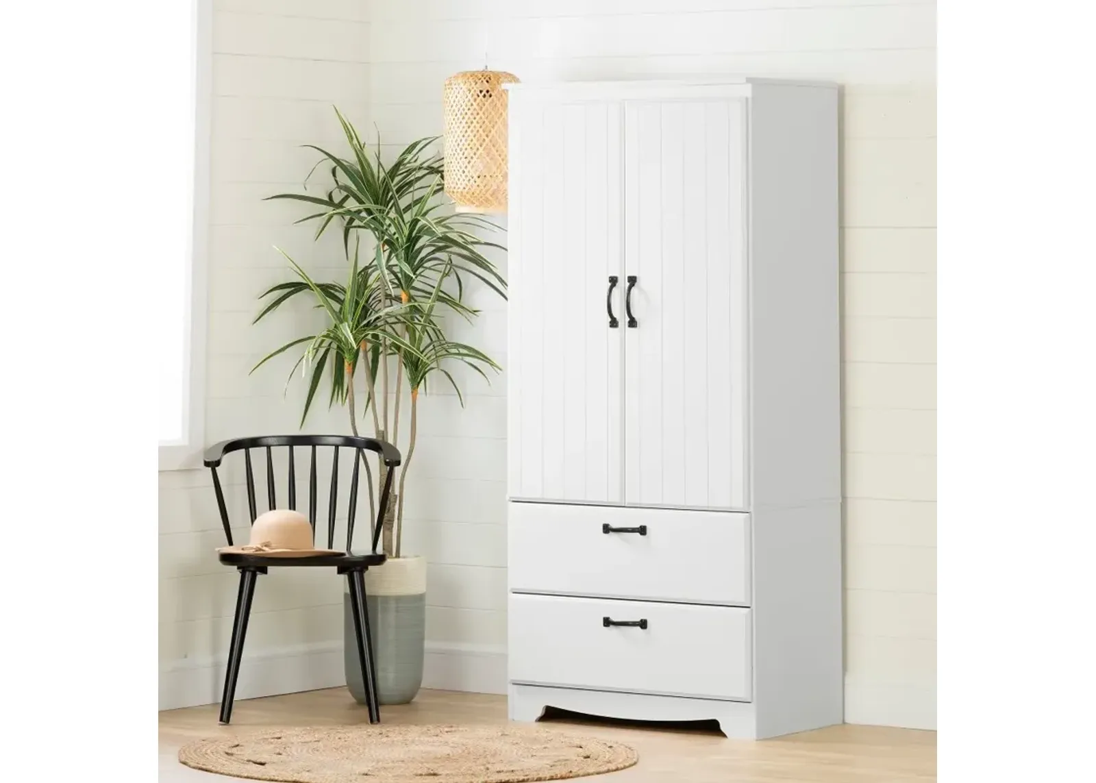 Cottage White Wardrobe Armoire - South Shore