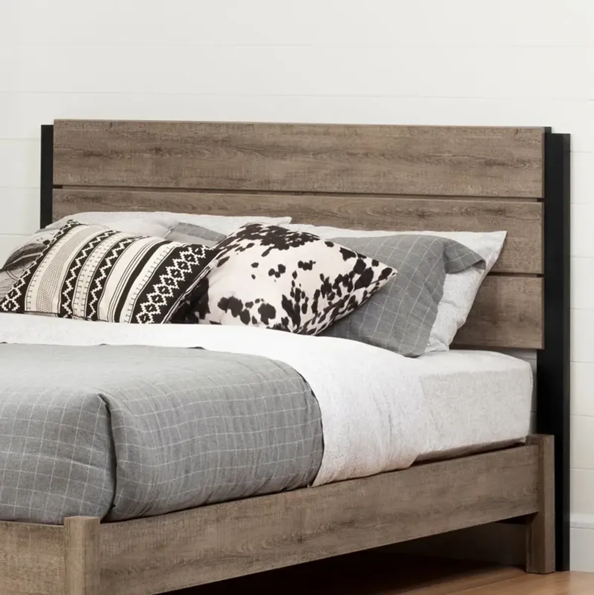 Munich Weathered Oak Full Platform Bed Set - South Shore