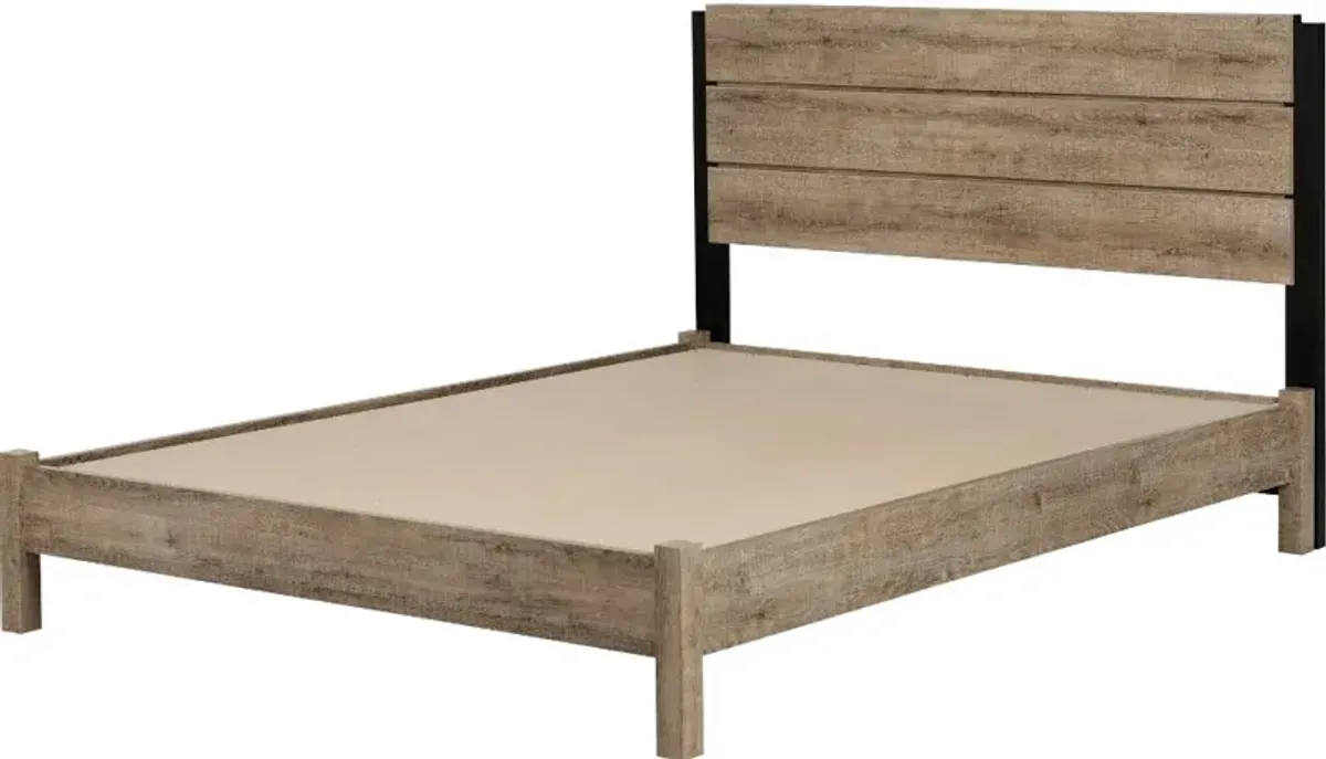 Munich Weathered Oak Full Platform Bed Set - South Shore