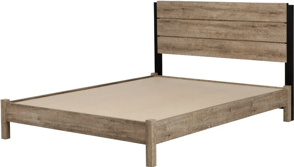 Munich Weathered Oak Full Platform Bed Set - South Shore