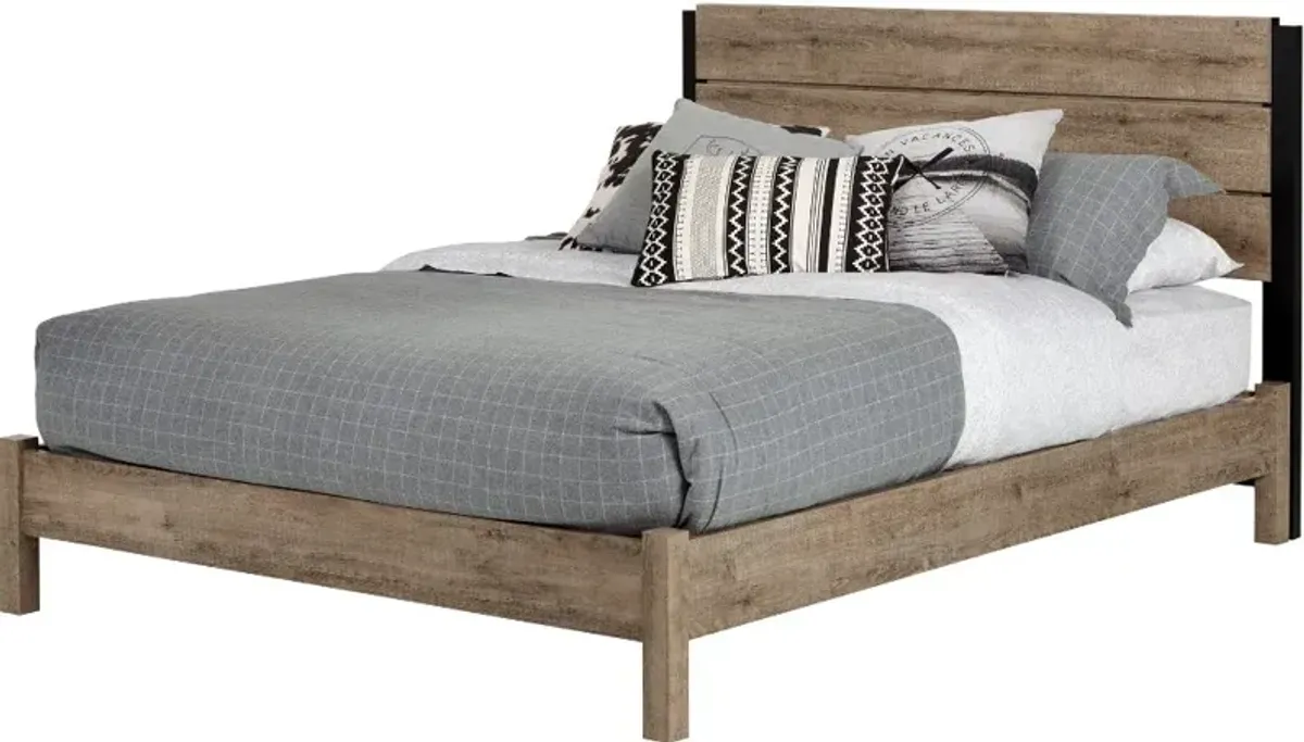 Munich Weathered Oak Full Platform Bed Set - South Shore