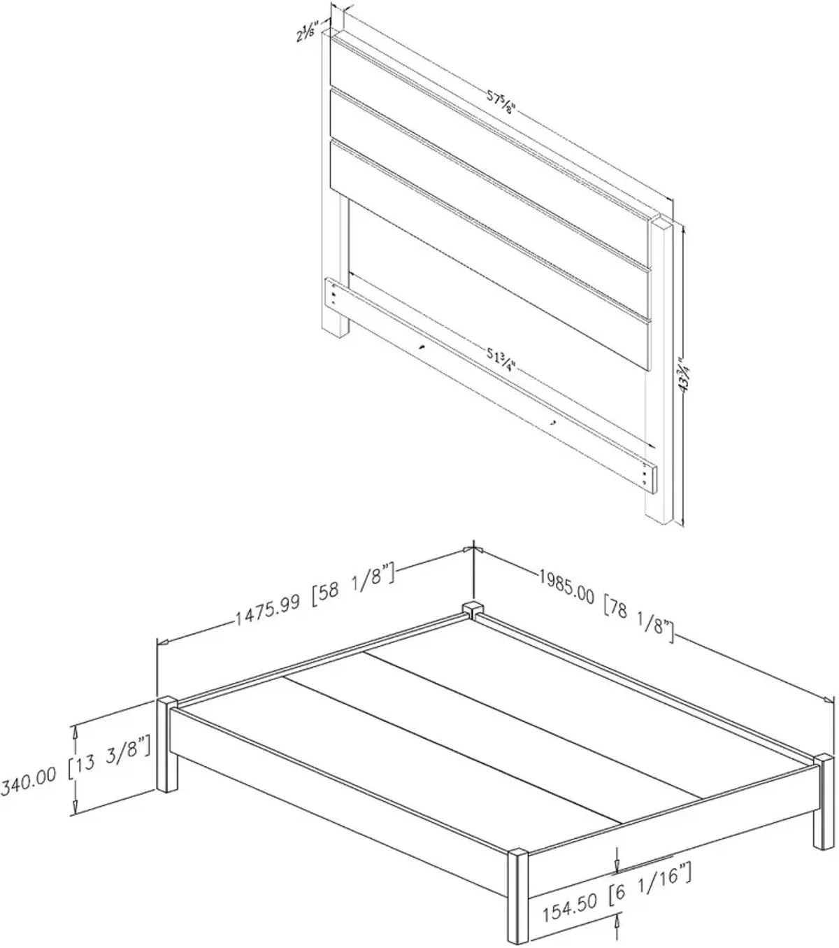 Munich Weathered Oak Full Platform Bed Set - South Shore