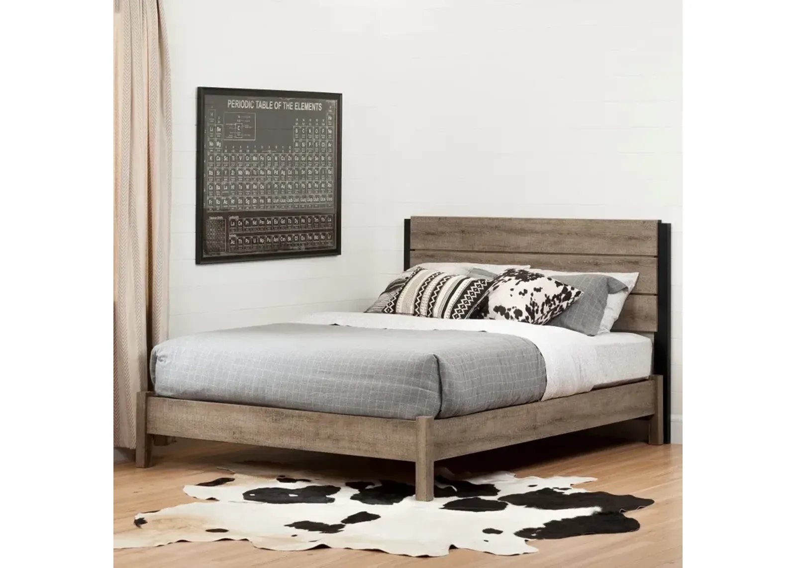 Munich Weathered Oak Full Platform Bed Set - South Shore