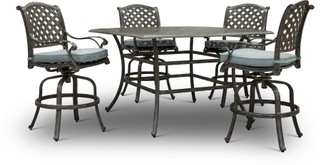 Macan 5 Piece Bar-Height Patio Dining Set with Square Table