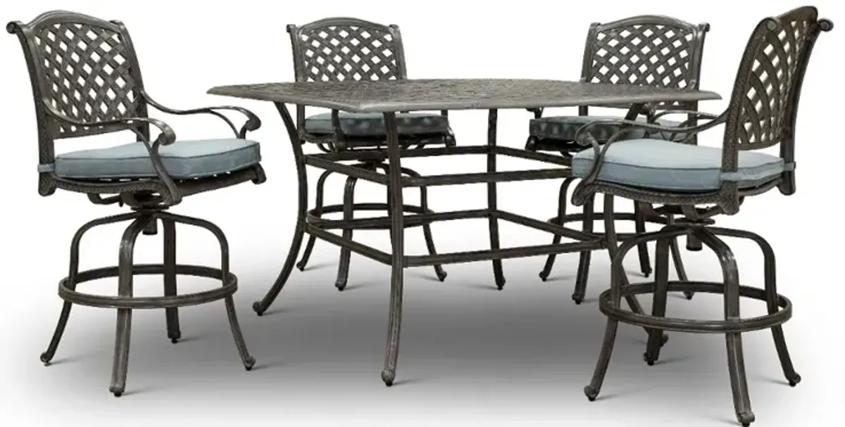 Macan 5 Piece Gray and Beige Counter Height Patio Dining Set