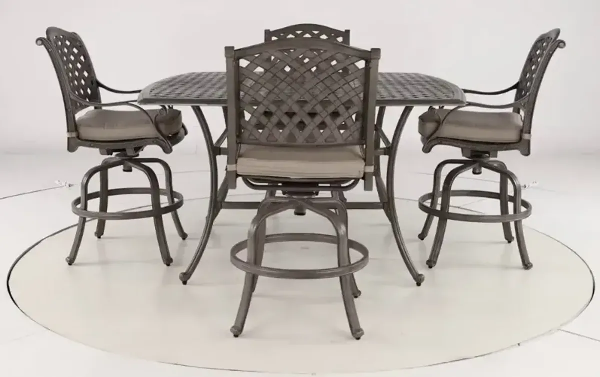 Macan 5 Piece Gray and Beige Counter Height Patio Dining Set