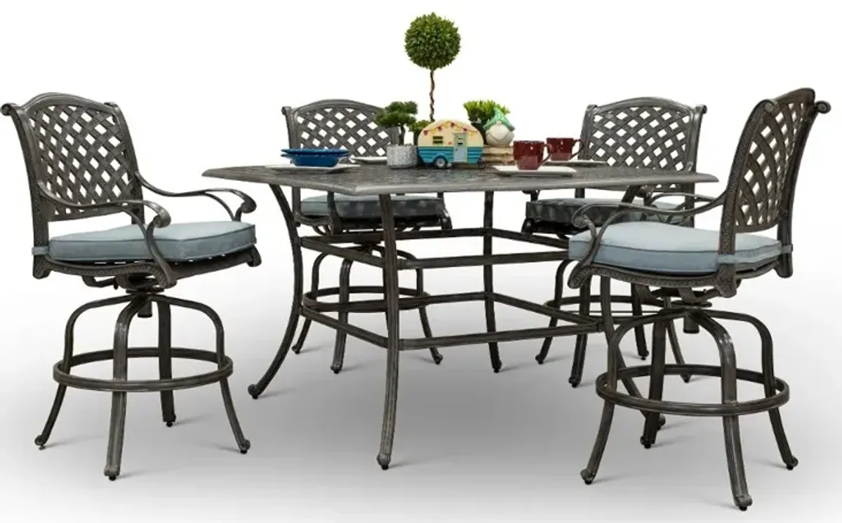 Macan 5 Piece Gray and Beige Counter Height Patio Dining Set