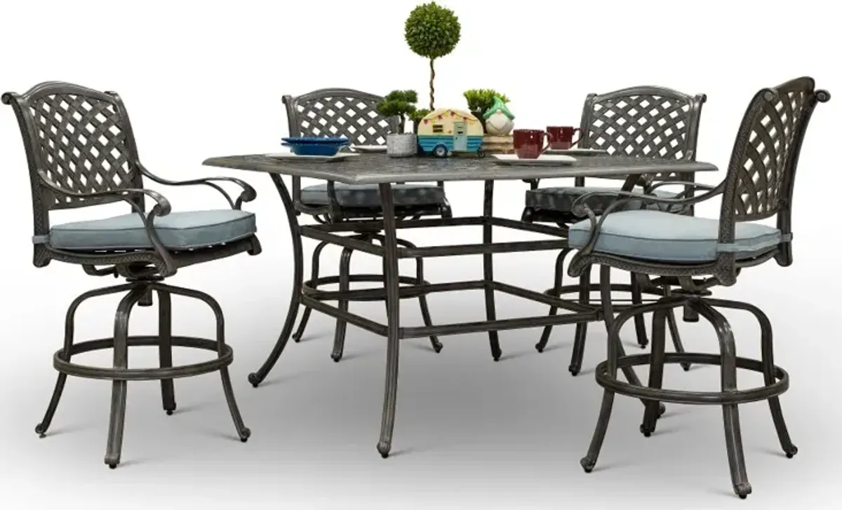 Macan 5 Piece Gray and Beige Counter Height Patio Dining Set