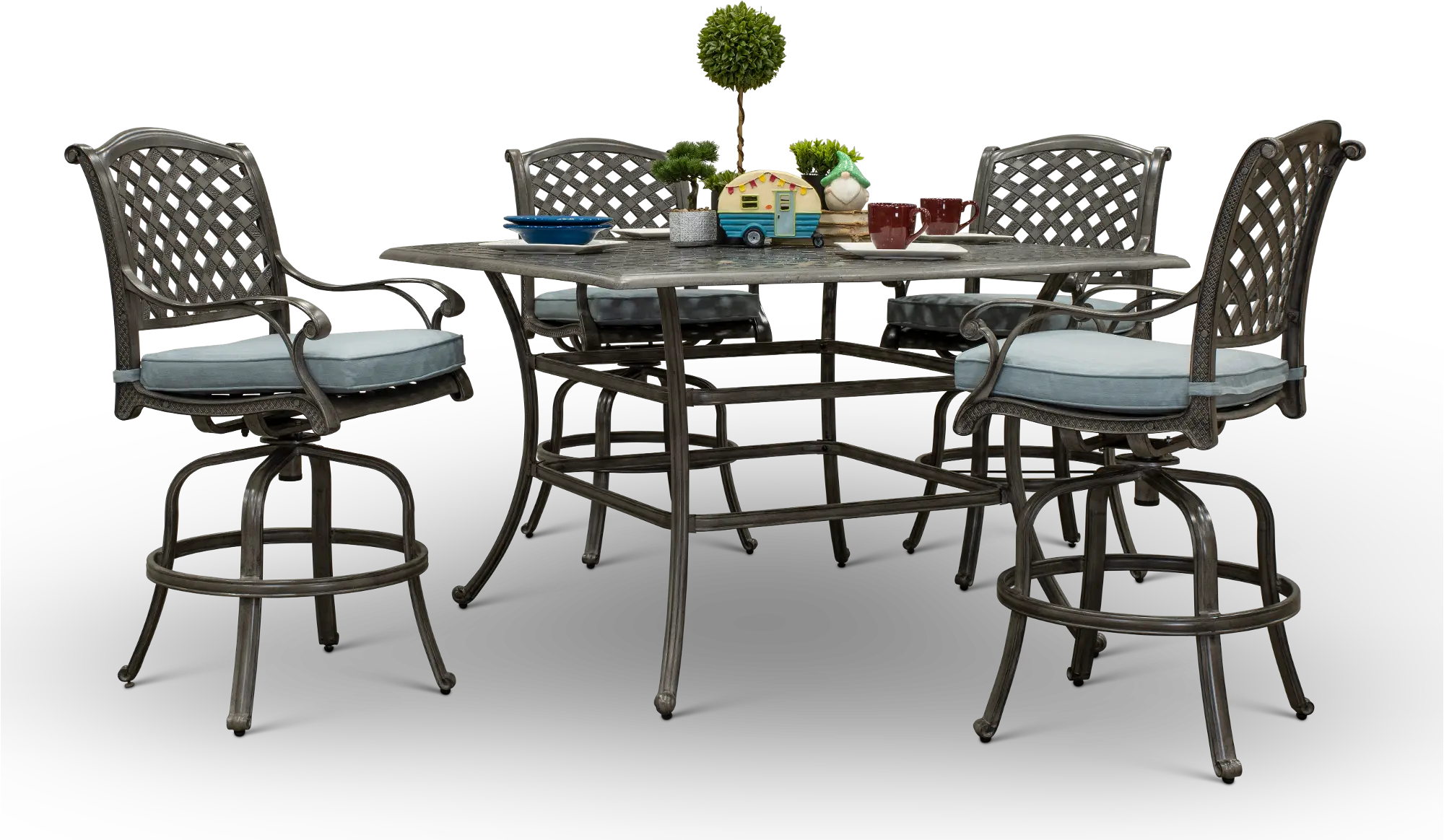 Macan 5 Piece Bar-Height Patio Dining Set with Square Table