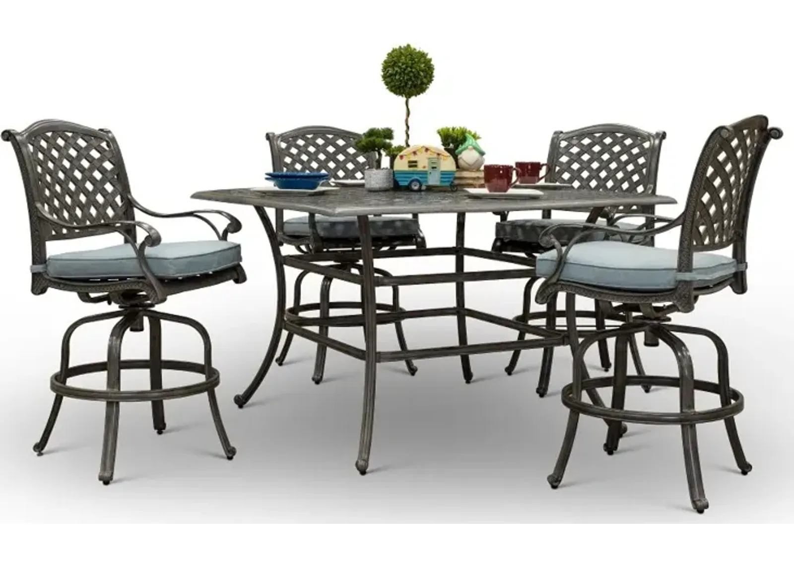 Macan 5 Piece Bar-Height Patio Dining Set with Square Table