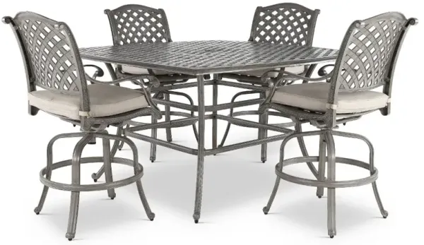 Macan 5 Piece Gray and Beige Counter Height Patio Dining Set