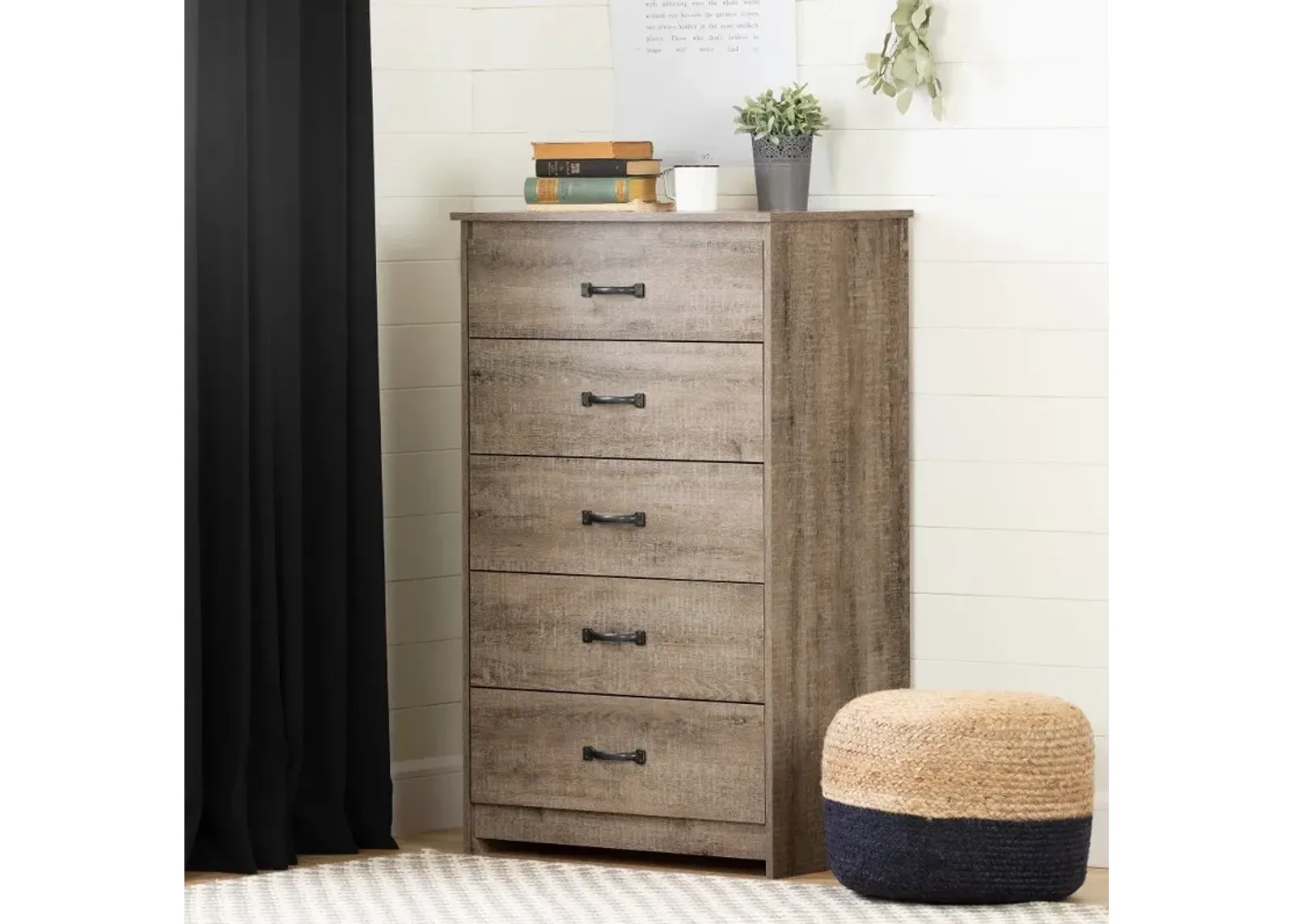 Tassio Farmhouse Weathered Oak Chest of Drawers - South Shore