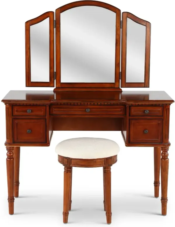 Warm Cherry Traditional Vanity Set