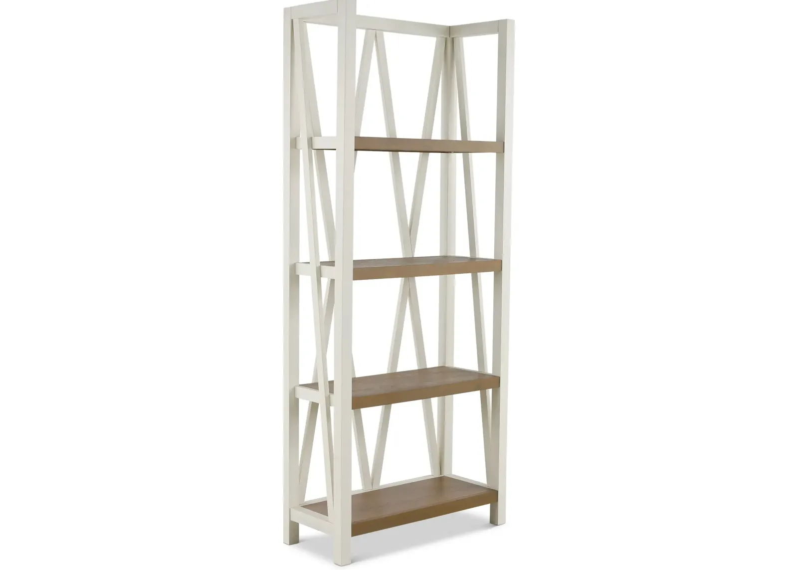 Amy Cotton White Bookcase with Natural Shelves