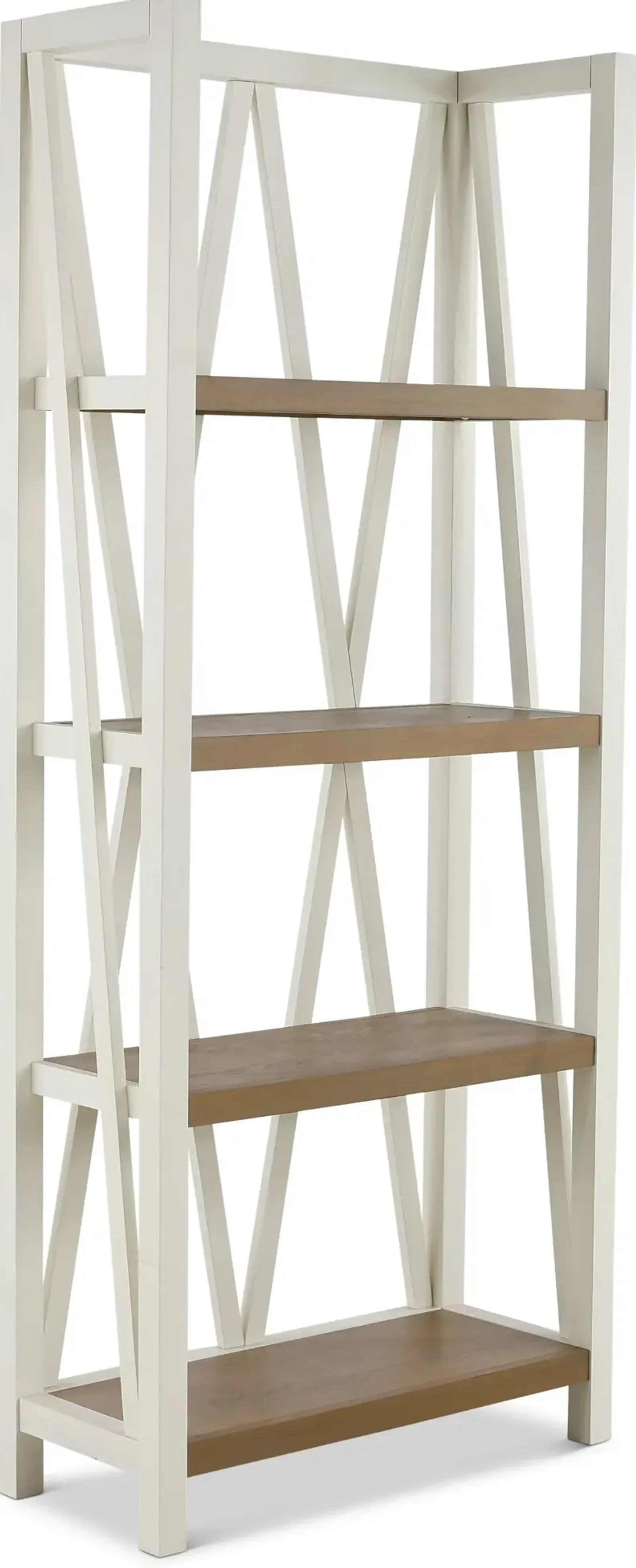 Amy Cotton White Bookcase with Natural Shelves