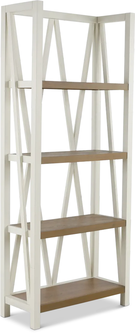 Amy Cotton White Bookcase with Natural Shelves
