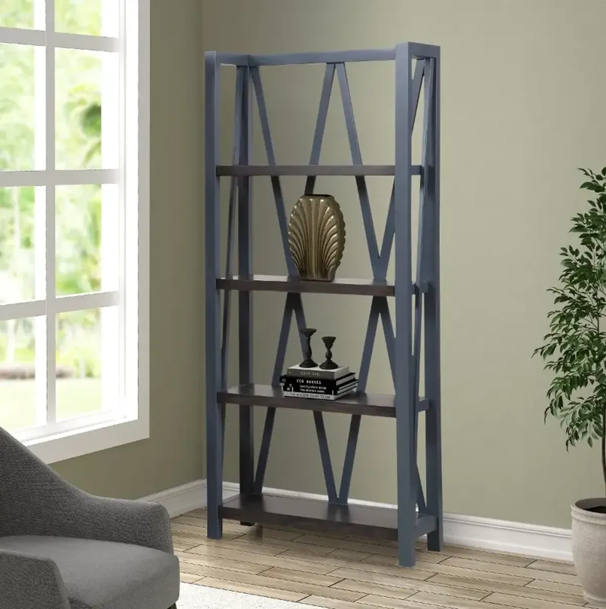 Amy Denim Blue Bookcase