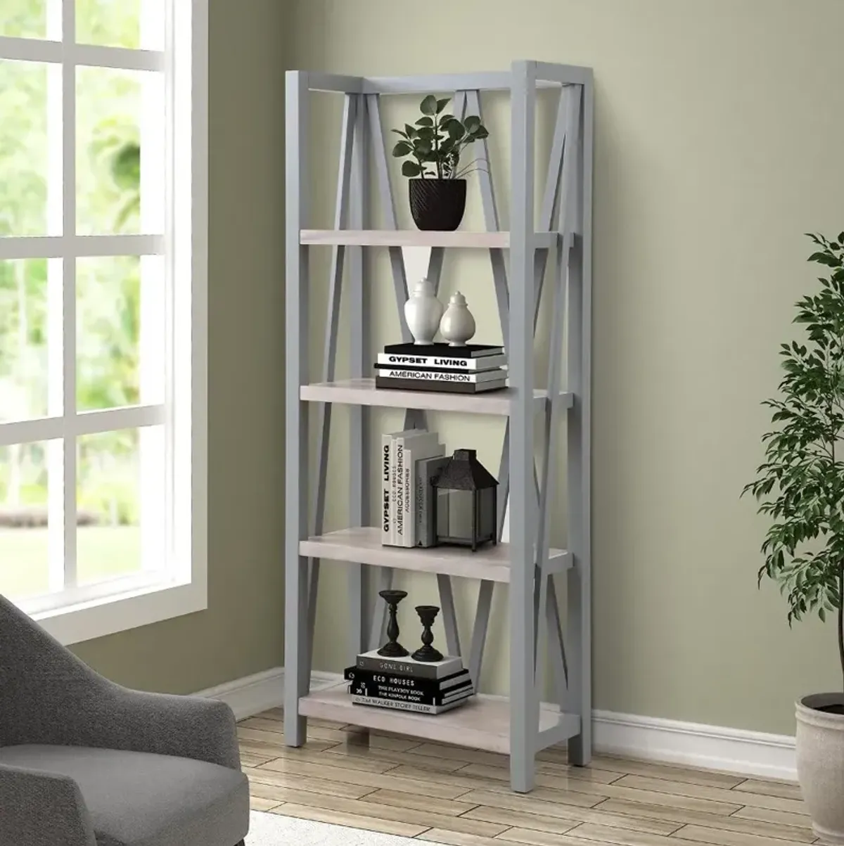 Amy Dove Gray Bookcase