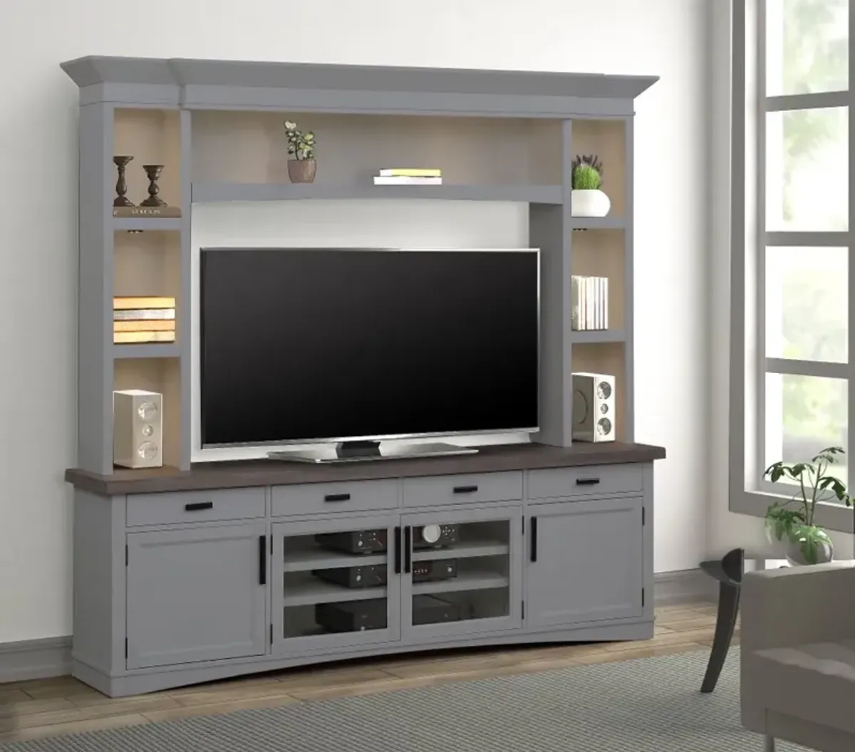 Amy Dove Gray 92" Entertainment Center