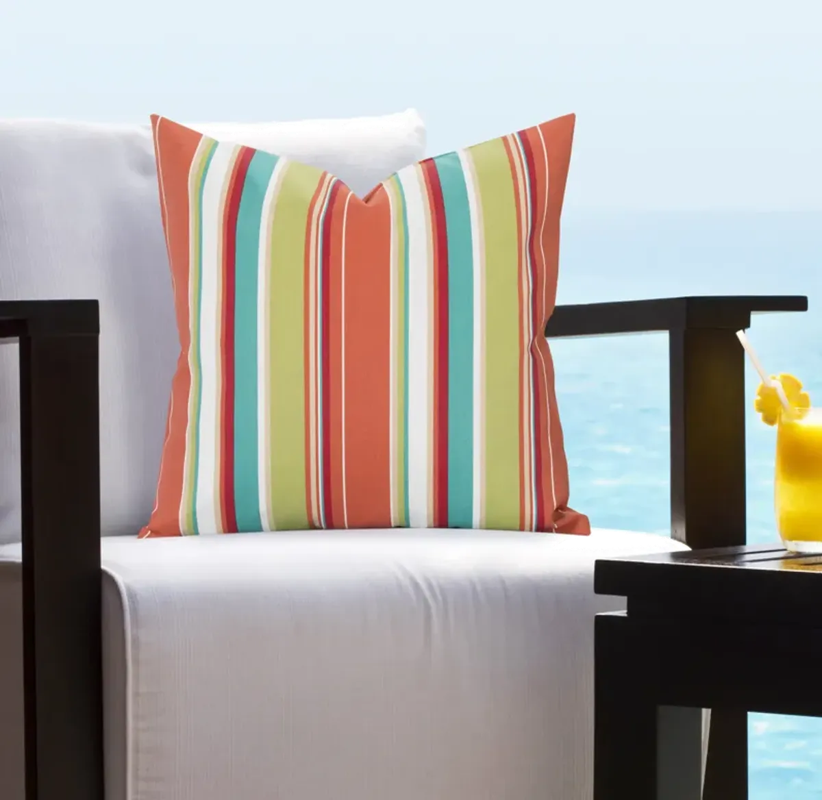 Warm Color Striped Indoor-Outdoor Throw Pillow