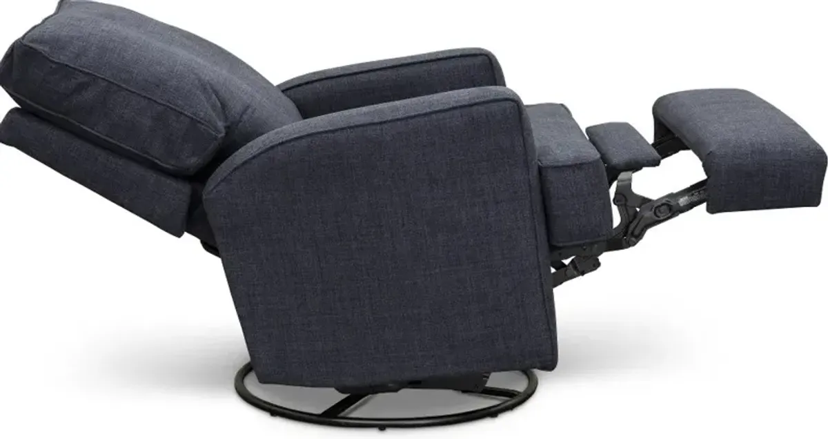 Kersey Navy Blue Power Swivel Glider Recliner