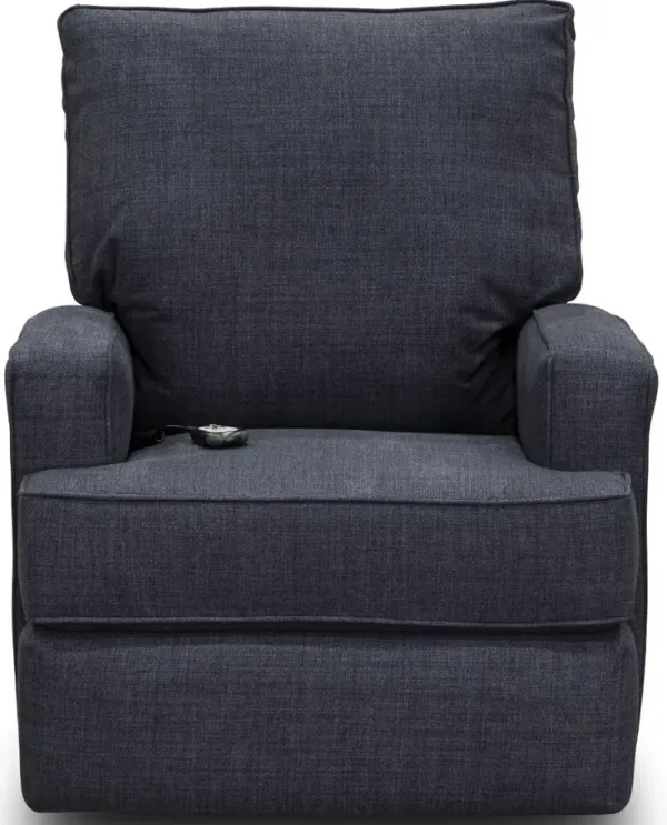 Kersey Navy Blue Power Swivel Glider Recliner