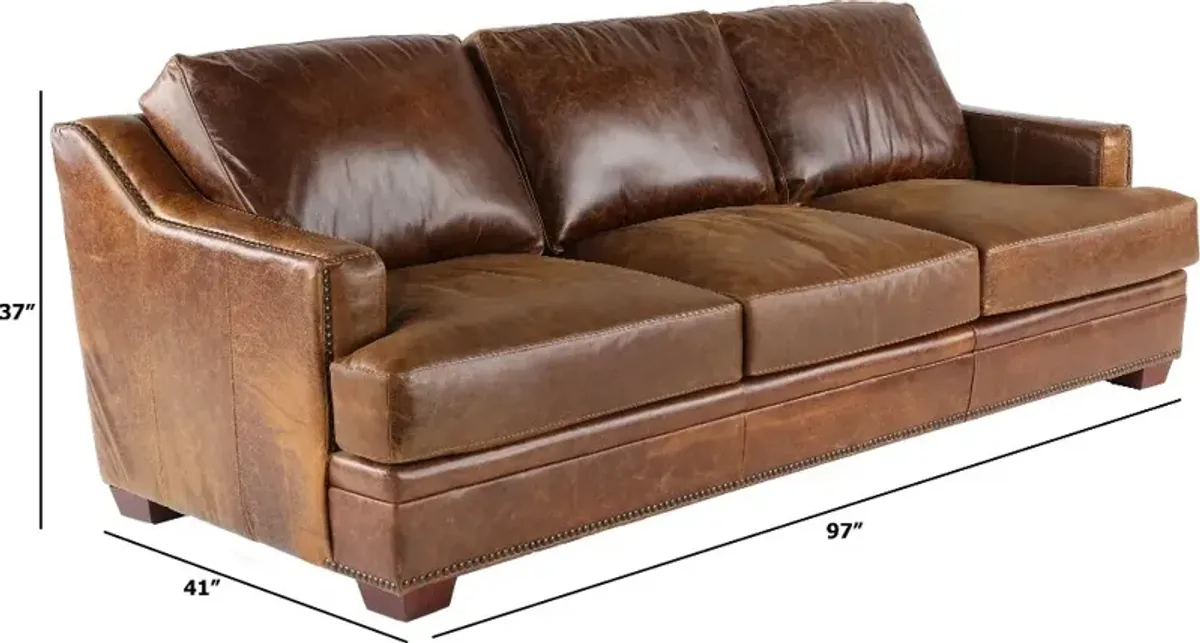 Antique Brown Leather Sofa