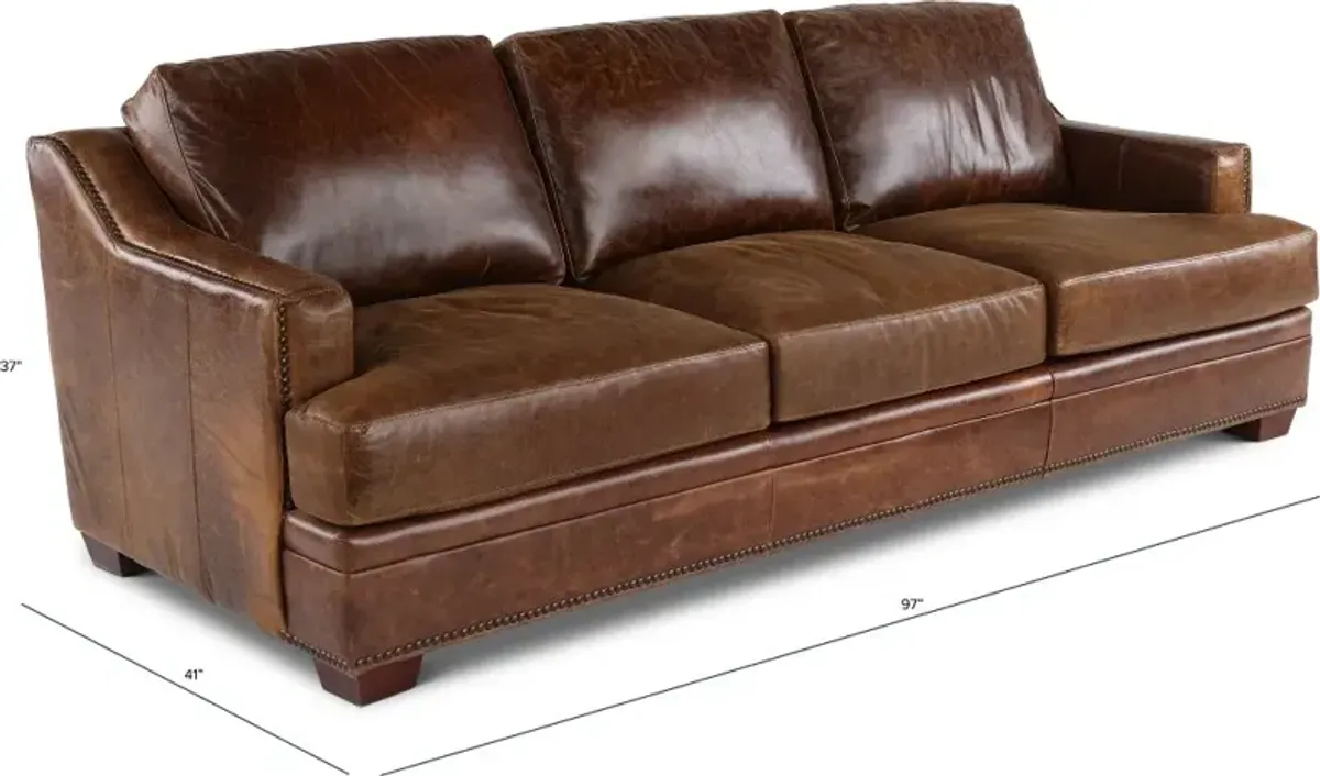 Antique Brown Leather Sofa