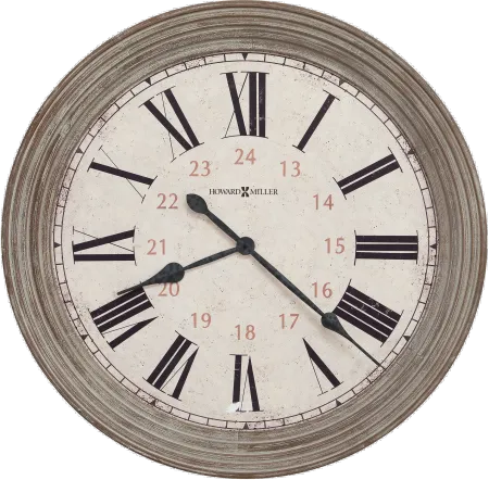 30 Inch Worn Aged Brown Round Wall Clock - Nesto