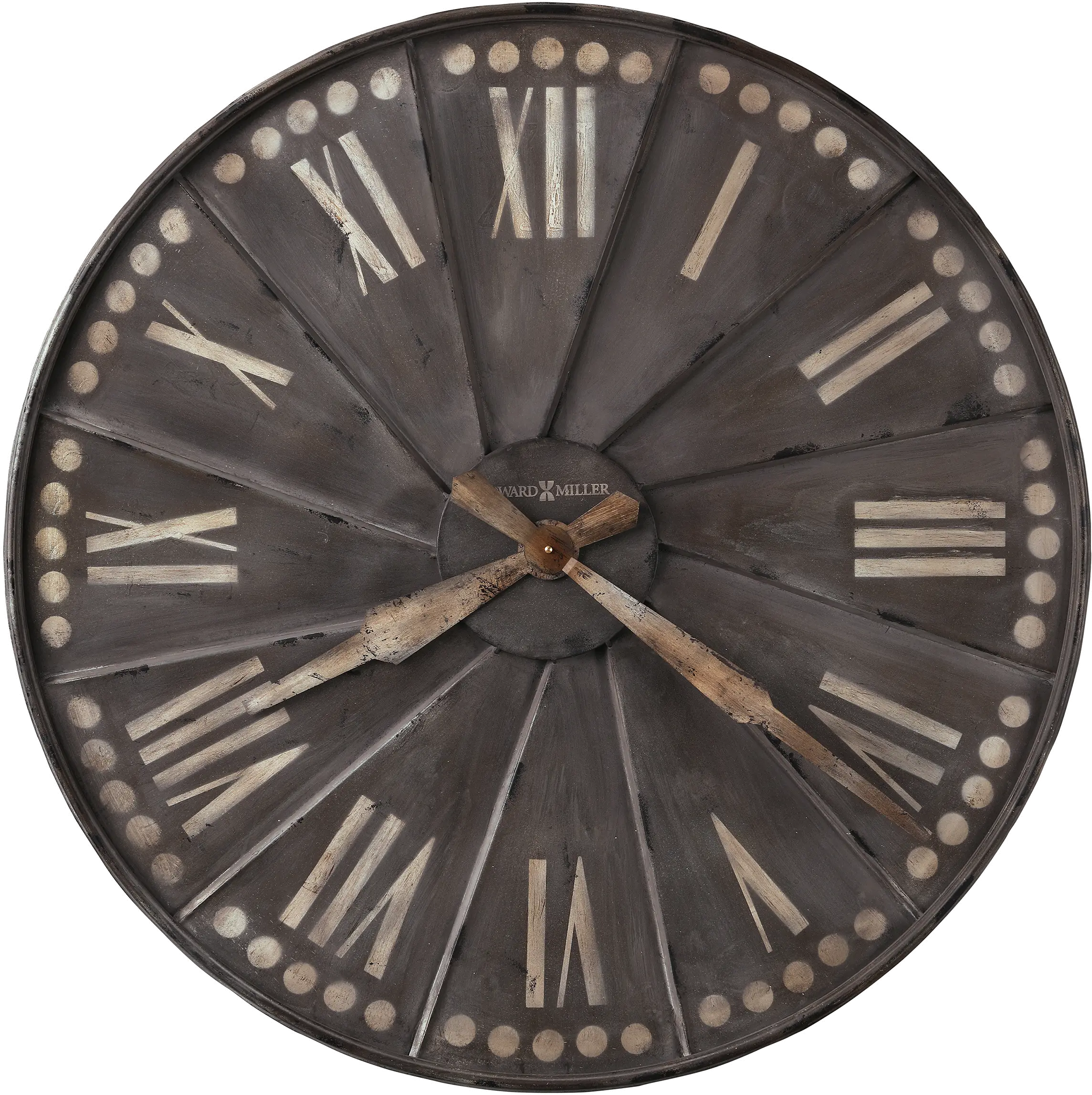 Antique Black Charcoal Oversized Metal Wall Clock - Stockard