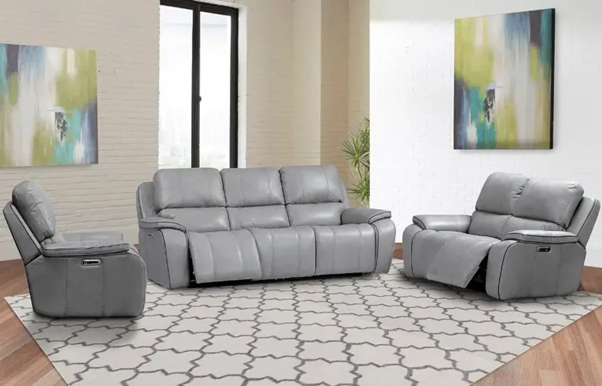 Harry Mist Light Gray Leather-Match Power Recliner