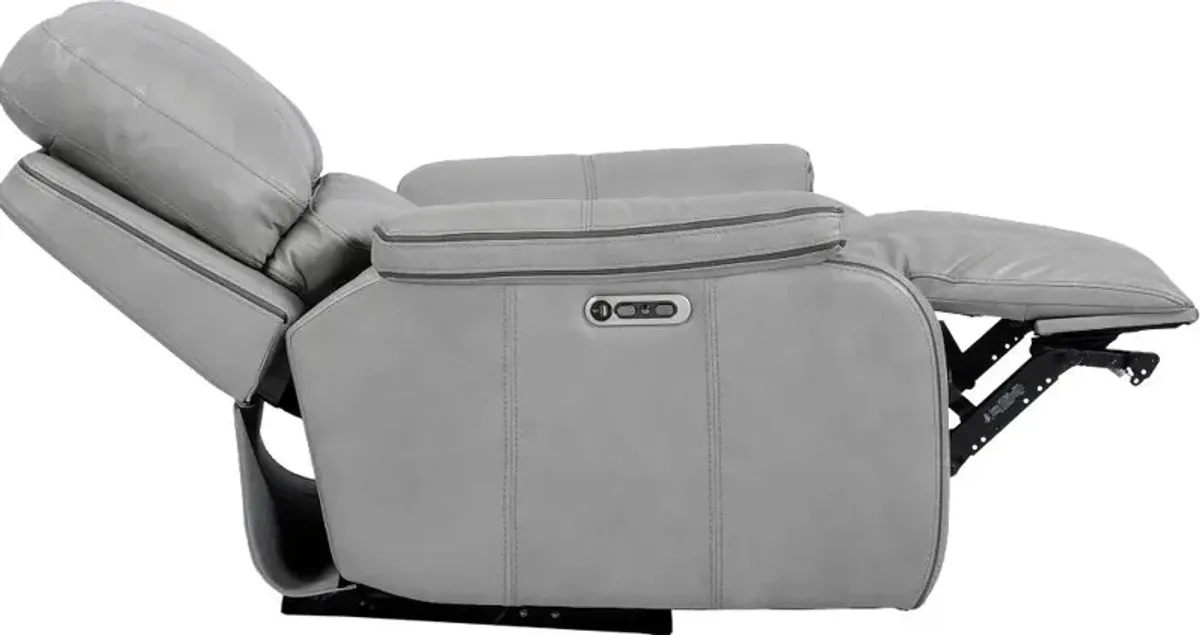 Harry Mist Light Gray Leather-Match Power Recliner