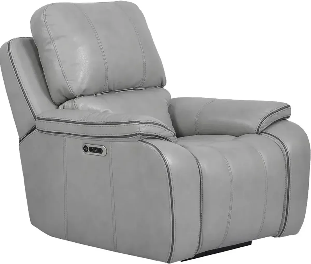 Harry Mist Light Gray Leather-Match Power Recliner