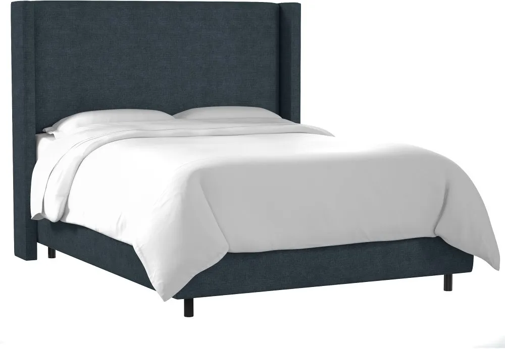 Penelope Navy Upholstered Wingback Twin Bed - Skyline Furniture