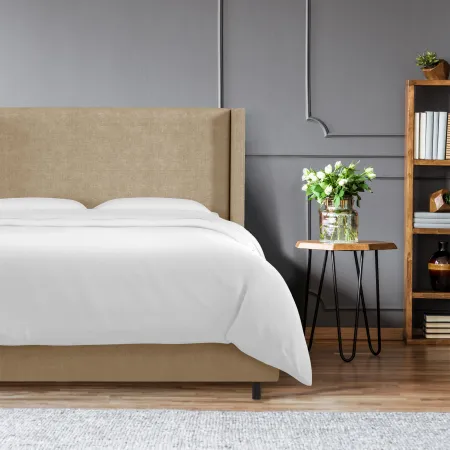 Penelope Tan Upholstered Wingback Full Bed - Skyline Furniture