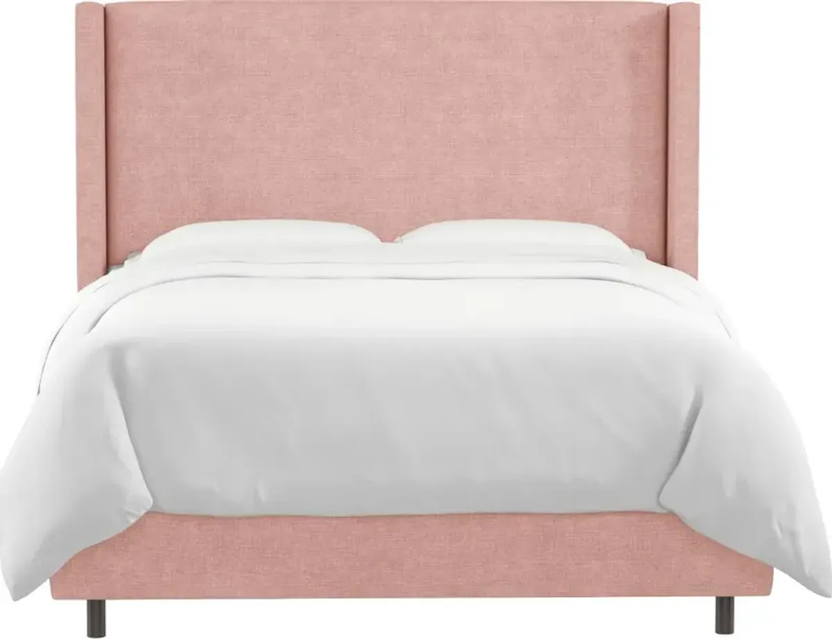 Penelope Blush Upholstered Wingback Queen Bed - Skyline Furniture