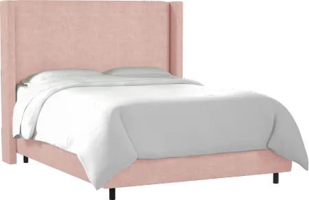 Penelope Blush Upholstered Wingback Queen Bed - Skyline Furniture