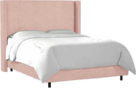 Penelope Blush Upholstered Wingback King Bed - Skyline Furniture